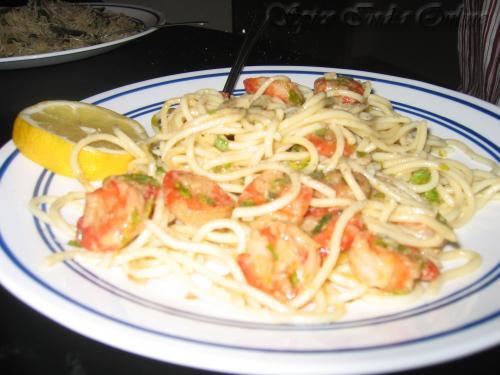 shrimp scampi with linguine pasta