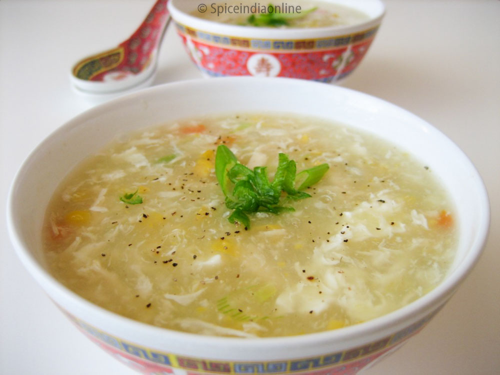 Sweet Corn Chicken Soup- Indo Chinese Chicken Corn Soup